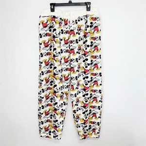 Disney Mickey Mouse Junior's 3X Fleece Graphic  Lounge Jogger Sweatpants White